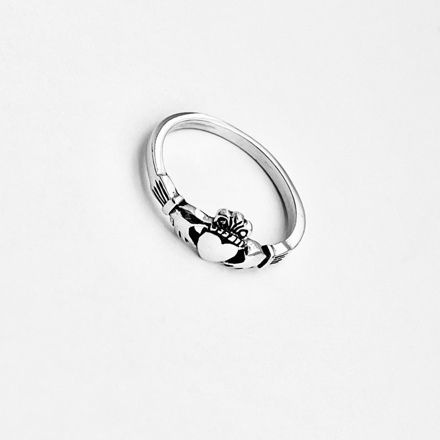 Sterling Silver Small Heart Irish Claddagh Ring, Dainty Rings, Crown Hearts, Friendship