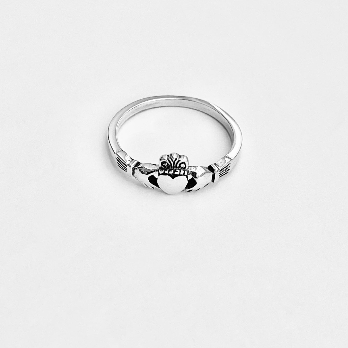 Sterling Silver Small Heart Irish Claddagh Ring, Dainty Rings, Crown Hearts, Friendship