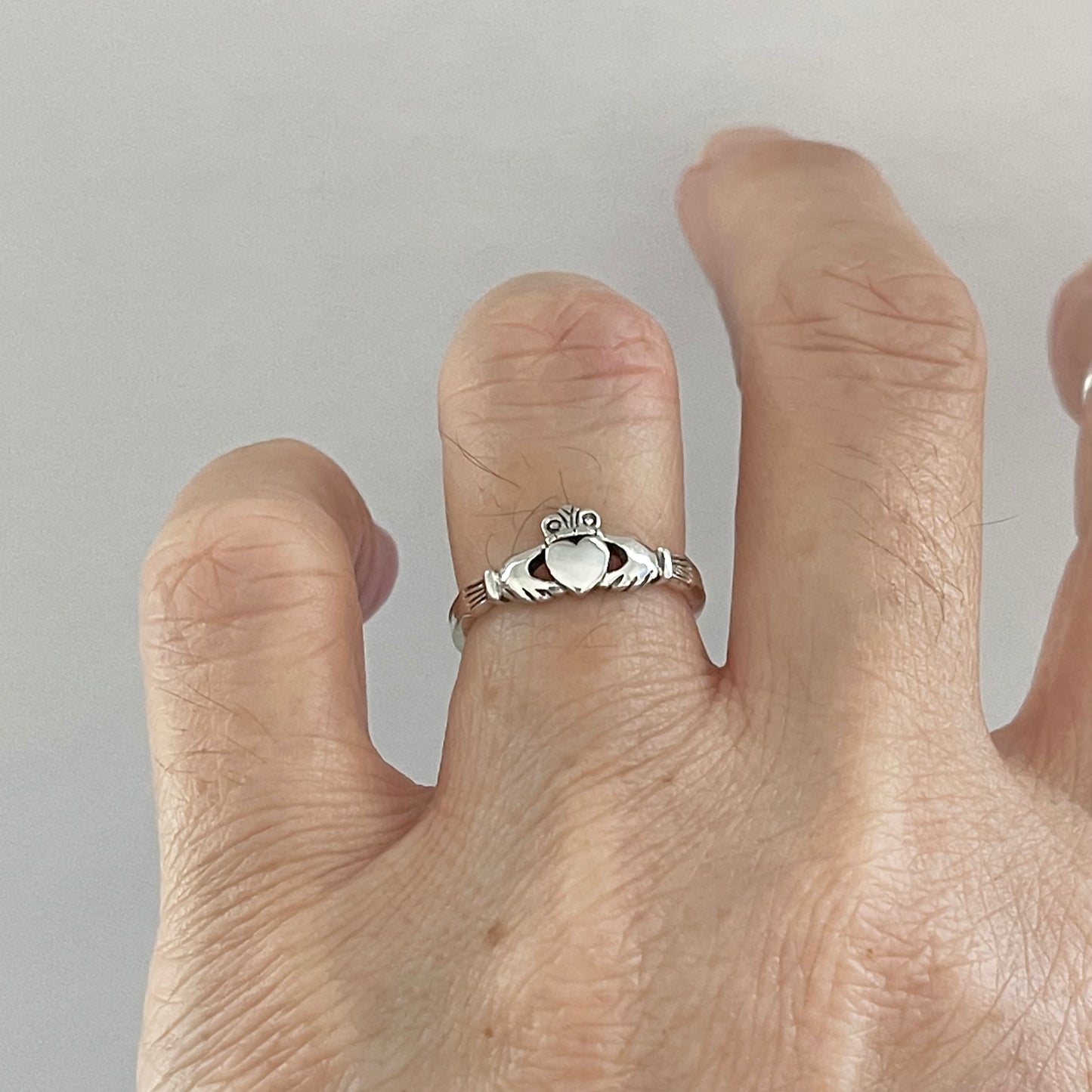 Sterling Silver Small Irish Claddagh Ring, Minimalist Heart Silver Rings