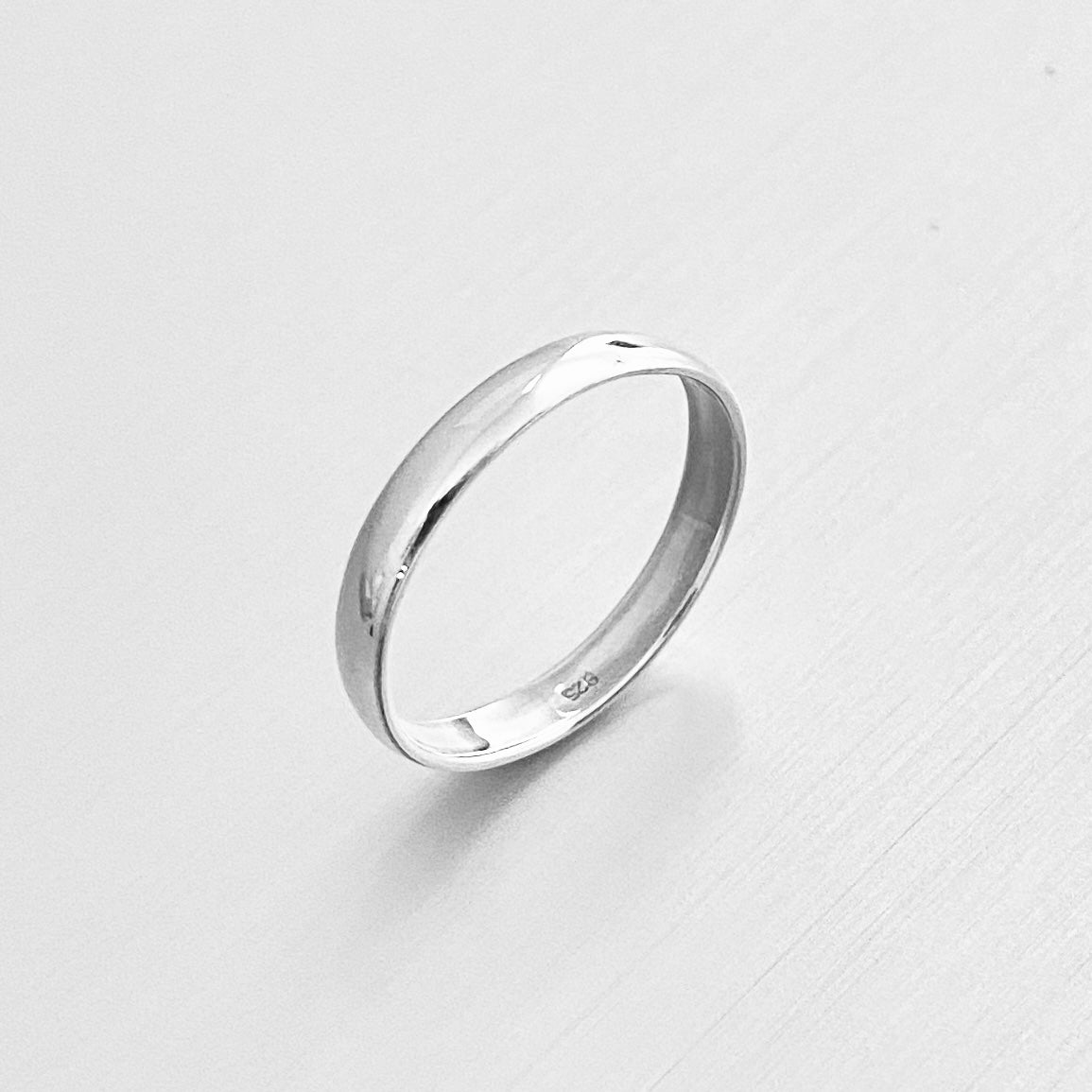 Sterling Silver Thin Plain 3mm Unisex Band Ring, Wedding Silver Ring