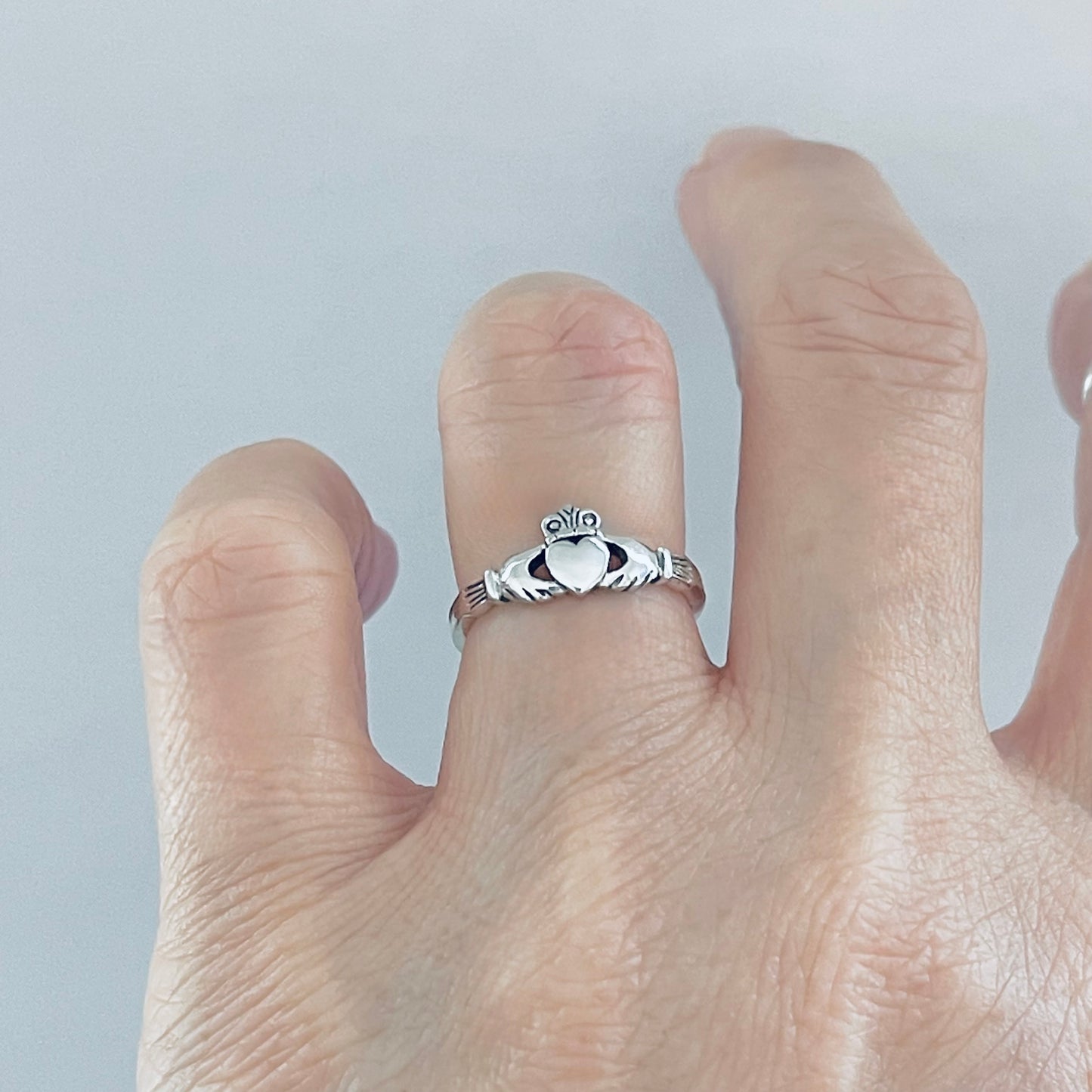 Sterling Silver Small Heart Irish Claddagh Ring, Dainty Rings, Crown Hearts, Friendship