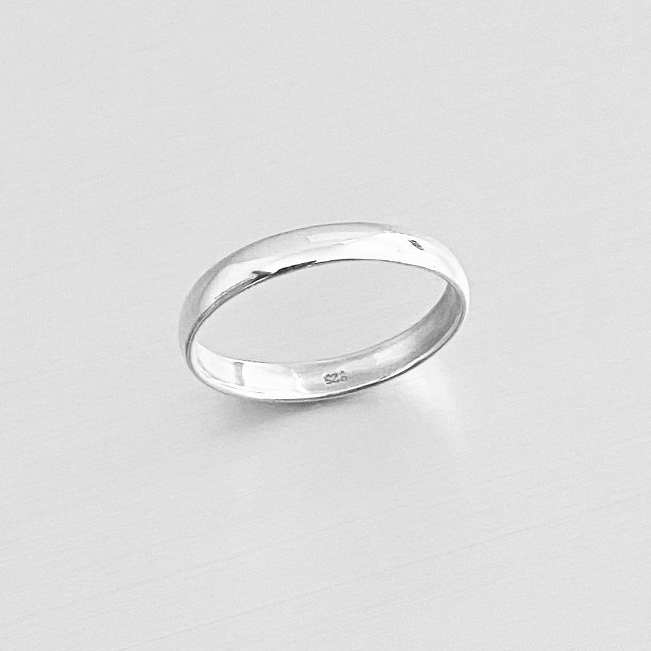 Sterling Silver Thin Plain 3mm Unisex Band Ring, Wedding Silver Ring