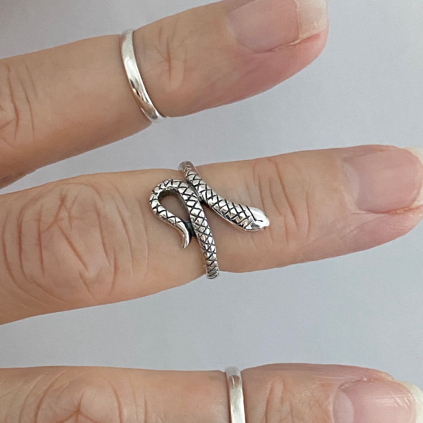 Sterling Silver Snake Toe Ring, Reptile Silver Rings, Animal Ring