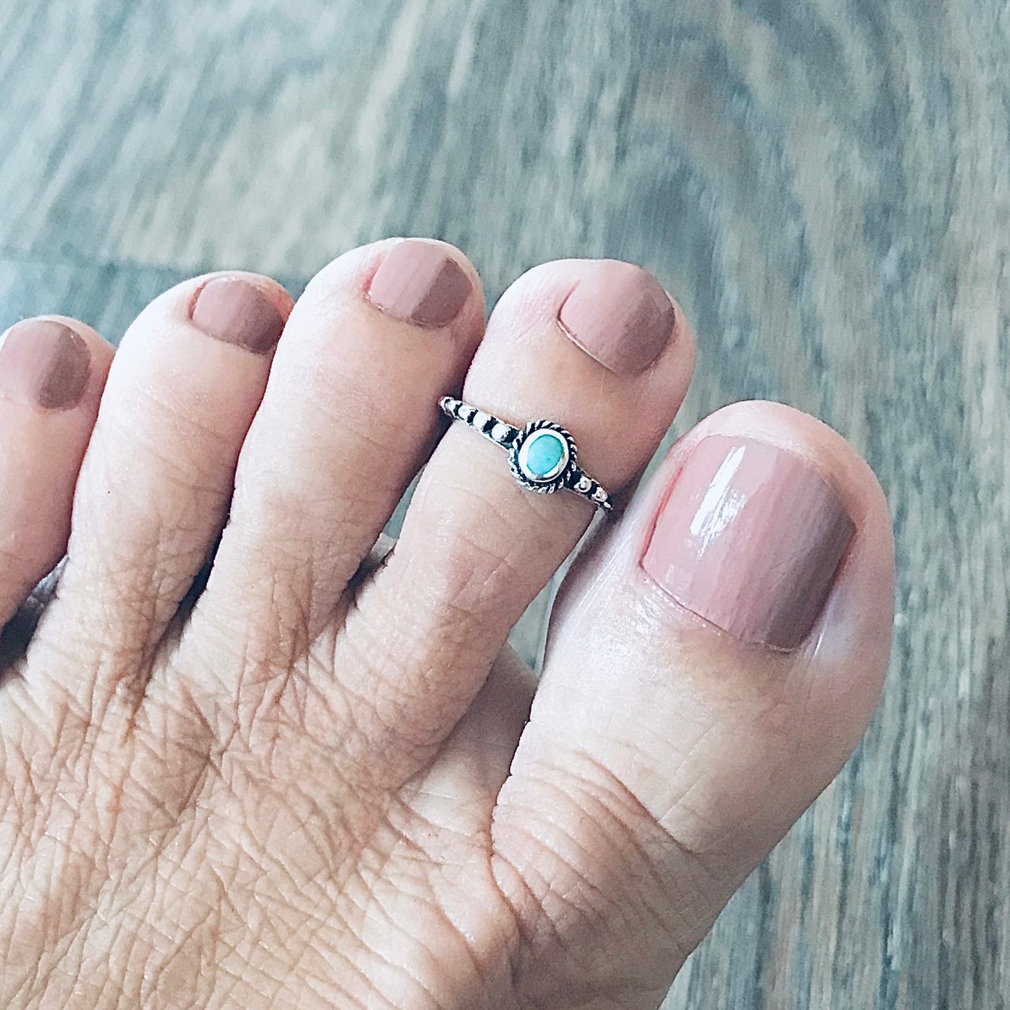 925 Sterling Silver Turquoise Bead Toe Ring | Bali Style Minimalist Jewelry