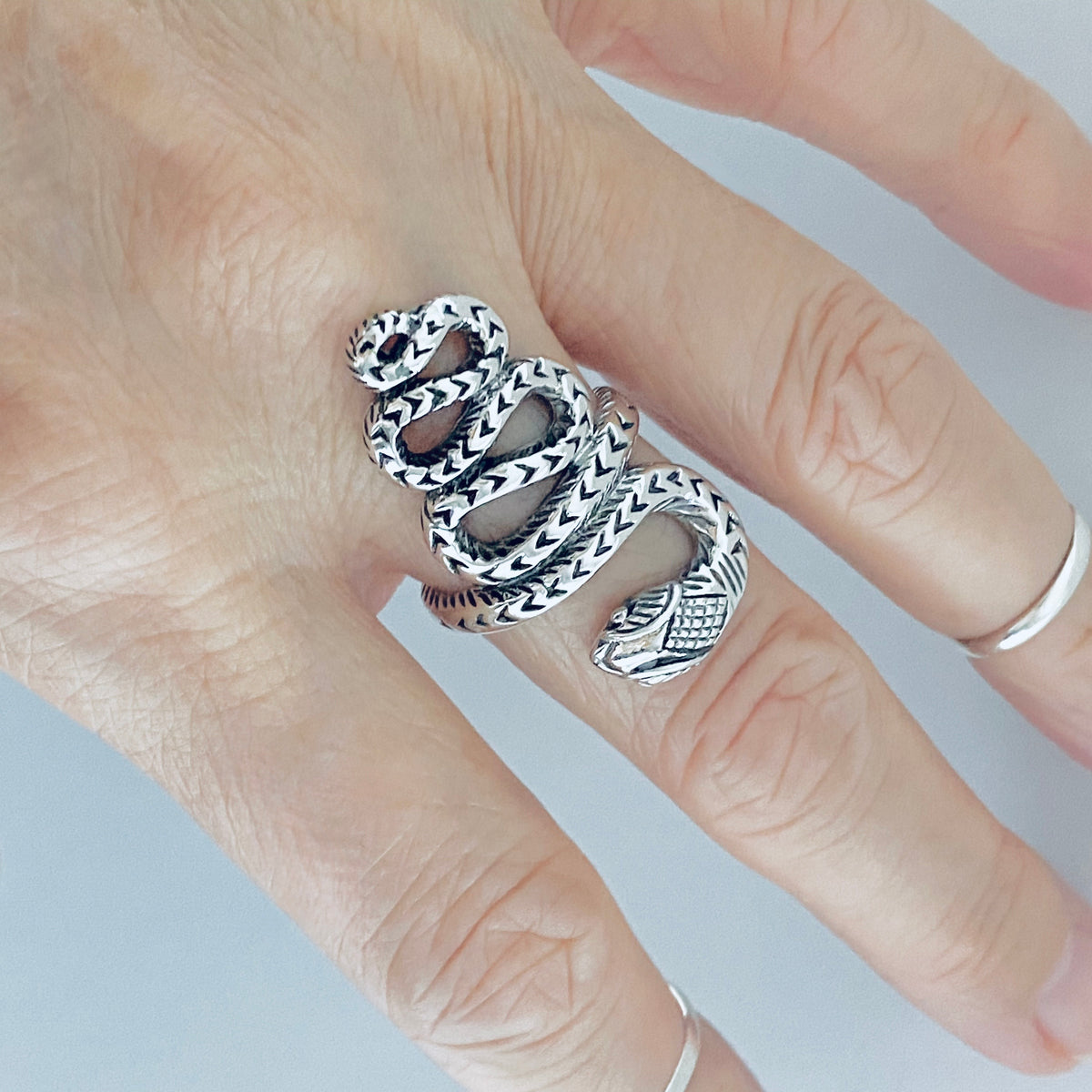 925 Sterling Silver Statement Heavy Snake Ring | Reptile Animal Silver Rings