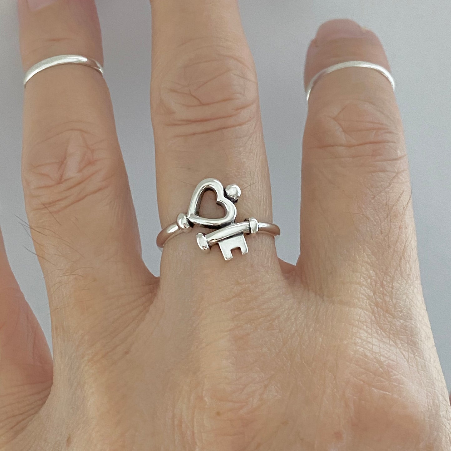 Sterling Silver Key to My Heart Ring, Silver Rings, Love Ring, Key Ring