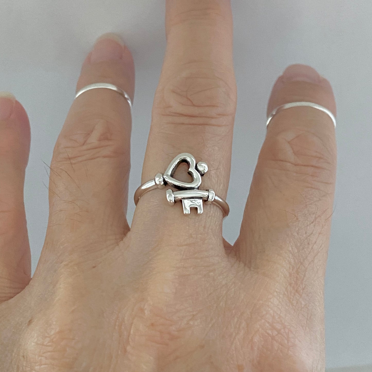 Sterling Silver Key to My Heart Ring, Silver Rings, Love Ring, Key Ring