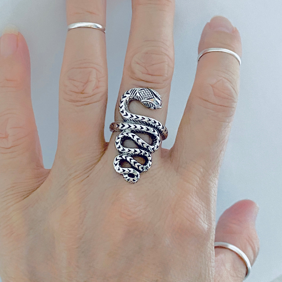 925 Sterling Silver Statement Heavy Snake Ring | Reptile Animal Silver Rings