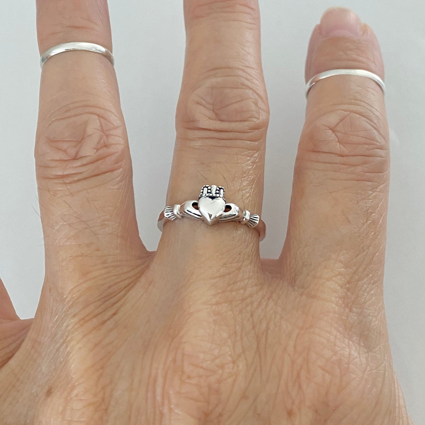 Sterling Silver Small Irish Heart Claddagh Ring, Silver Rings, Friendship, Crown Hearts