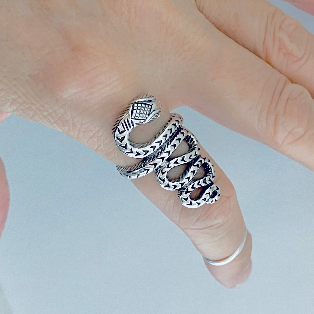 925 Sterling Silver Statement Heavy Snake Ring | Reptile Animal Silver Rings