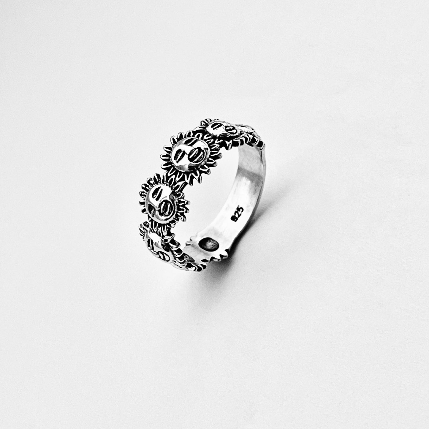 Sterling Silver Unisex Sunny Faces Ring, Silver Rings, Celestial Ring, Sun, Sunshine