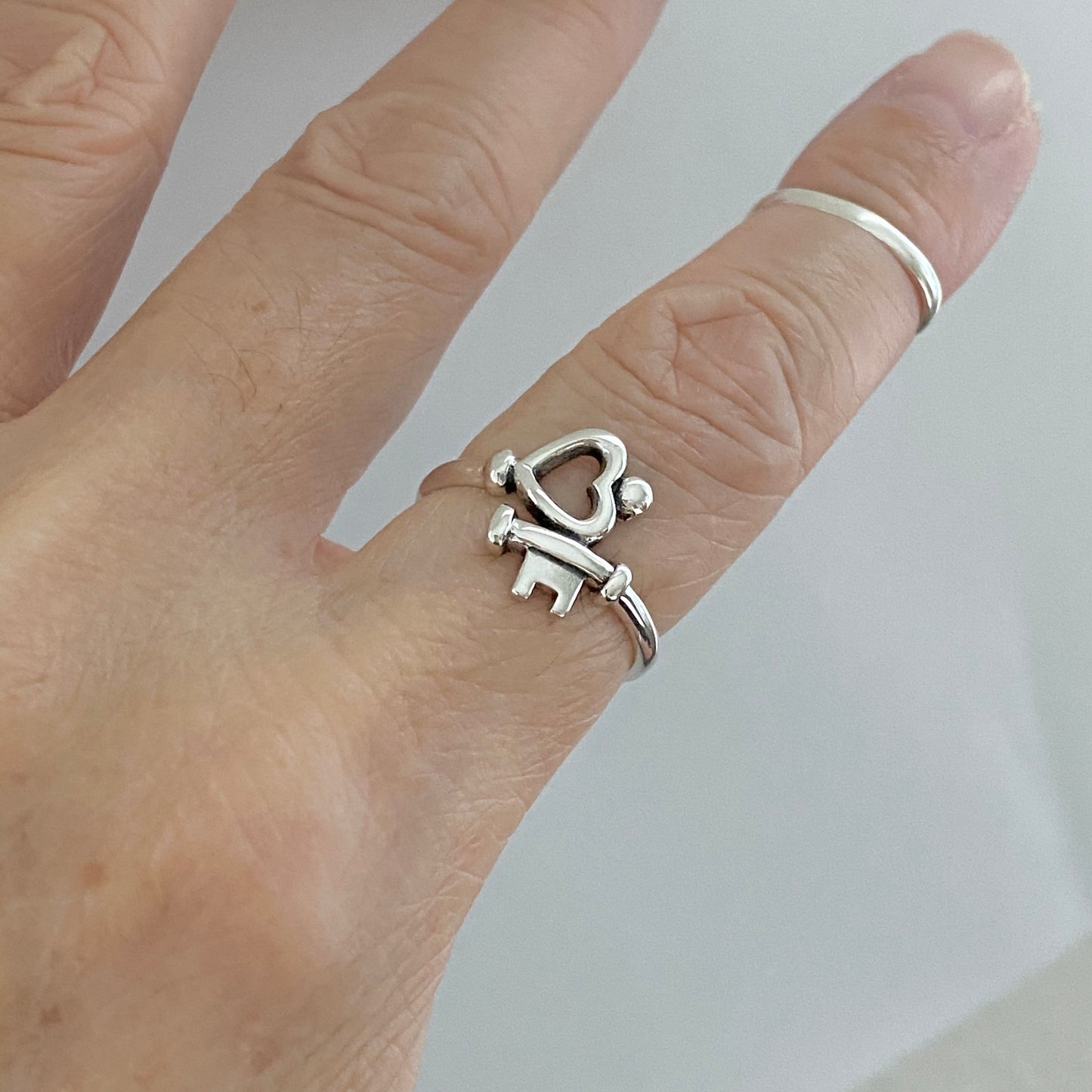 Sterling Silver Key to My Heart Ring, Silver Rings, Love Ring, Key Ring