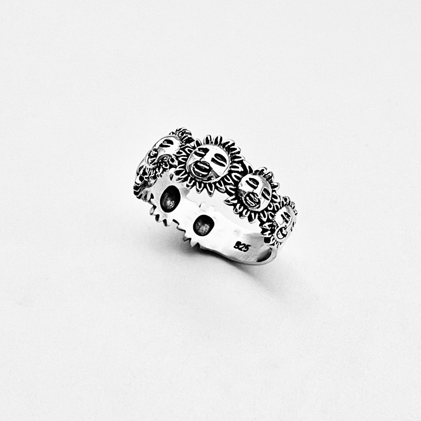 Sterling Silver Unisex Sunny Faces Ring, Silver Rings, Celestial Ring, Sun, Sunshine