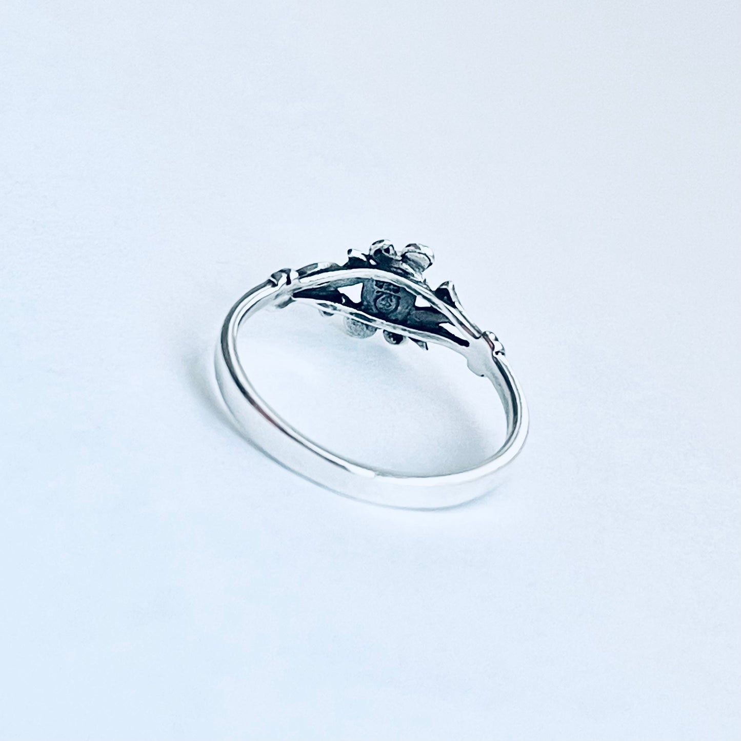 925 Sterling Silver Little Genuine Turquoise Ring with Flowers | Dainty Floral Stone Silver Rings