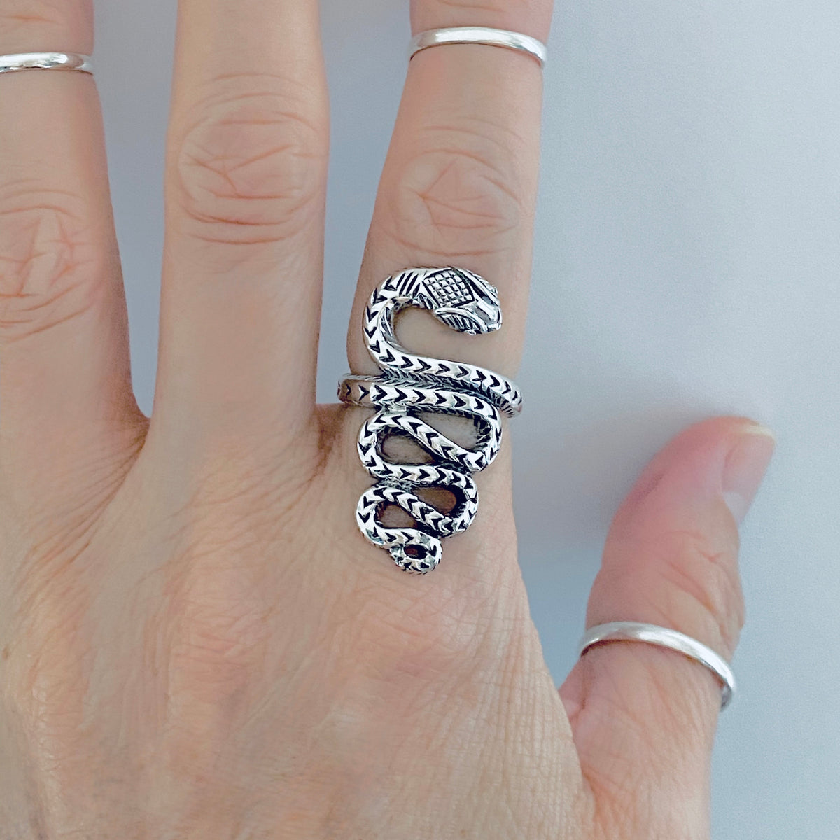 925 Sterling Silver Statement Heavy Snake Ring | Reptile Animal Silver Rings