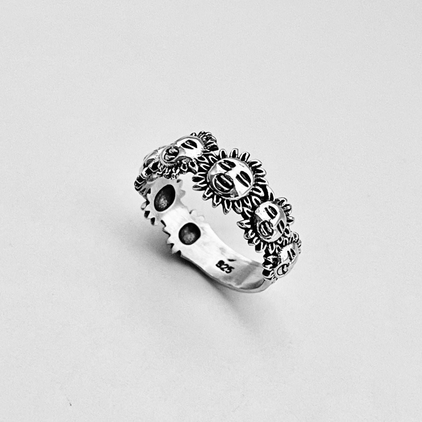 Sterling Silver Sunny Faces Ring, Silver Rings, Celestial Ring, Sun Ring