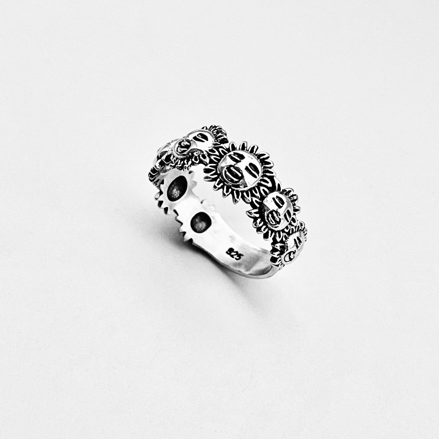 Sterling Silver Unisex Sunny Faces Ring, Silver Rings, Celestial Ring, Sun, Sunshine