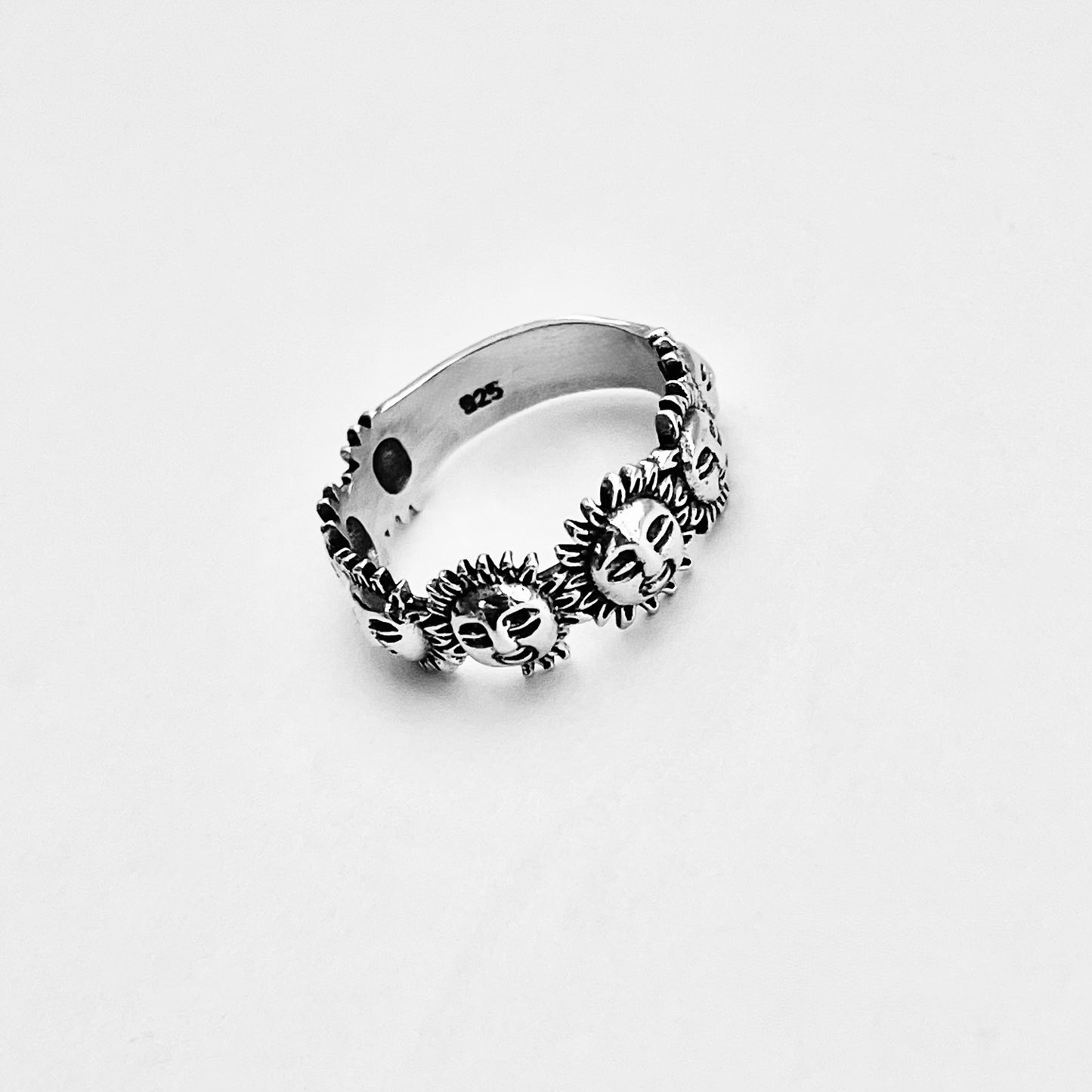 Sterling Silver Unisex Sunny Faces Ring, Silver Rings, Celestial Ring, Sun, Sunshine