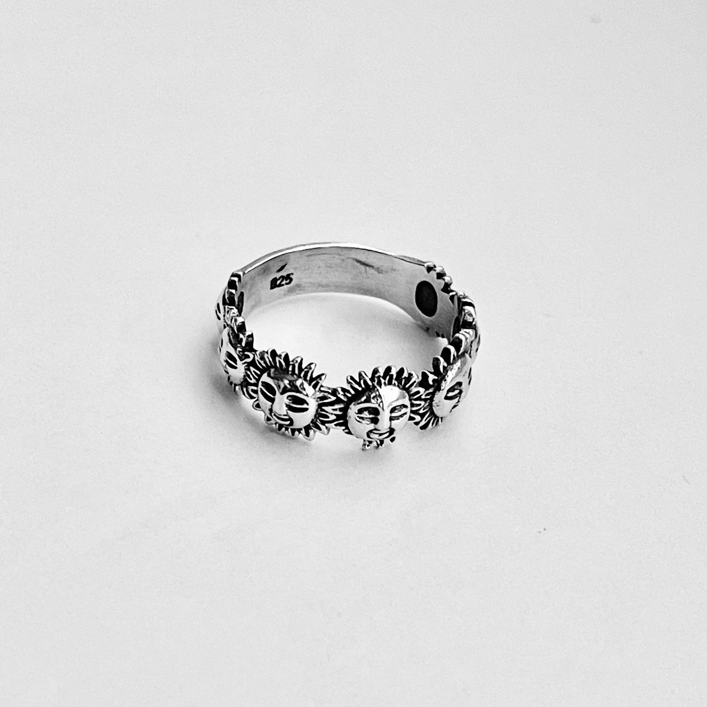 Sterling Silver Sunny Faces Ring, Silver Rings, Celestial Ring, Sun Ring