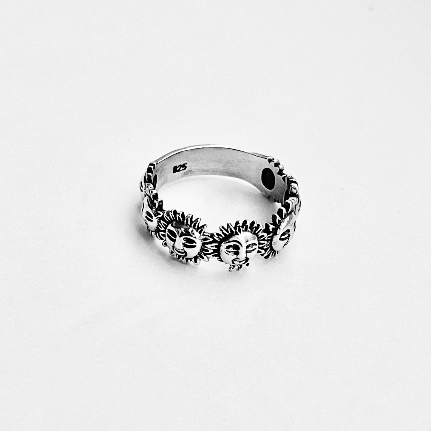 Sterling Silver Unisex Sunny Faces Ring, Silver Rings, Celestial Ring, Sun, Sunshine