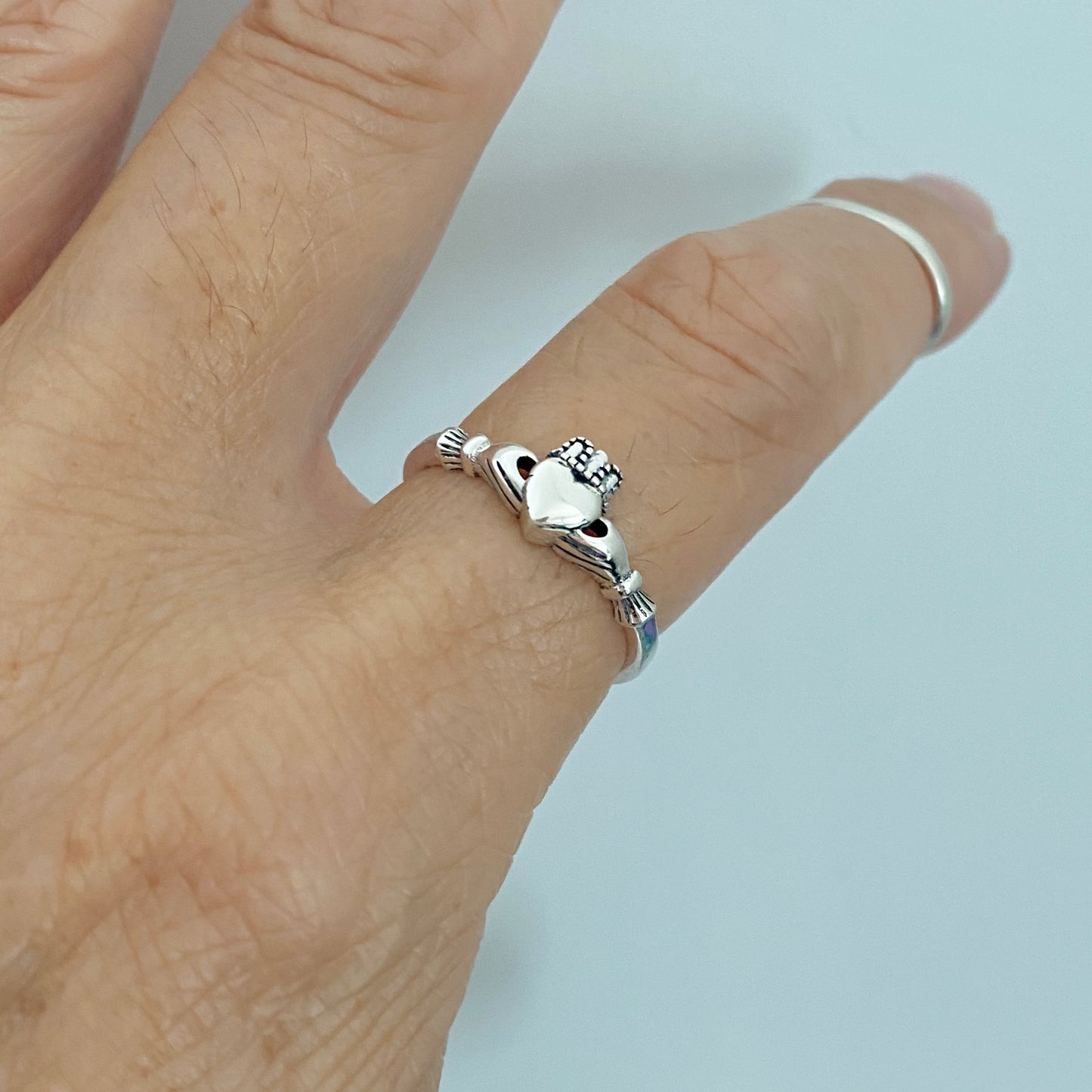 Sterling Silver Small Irish Heart Claddagh Ring, Silver Rings, Friendship, Crown Hearts