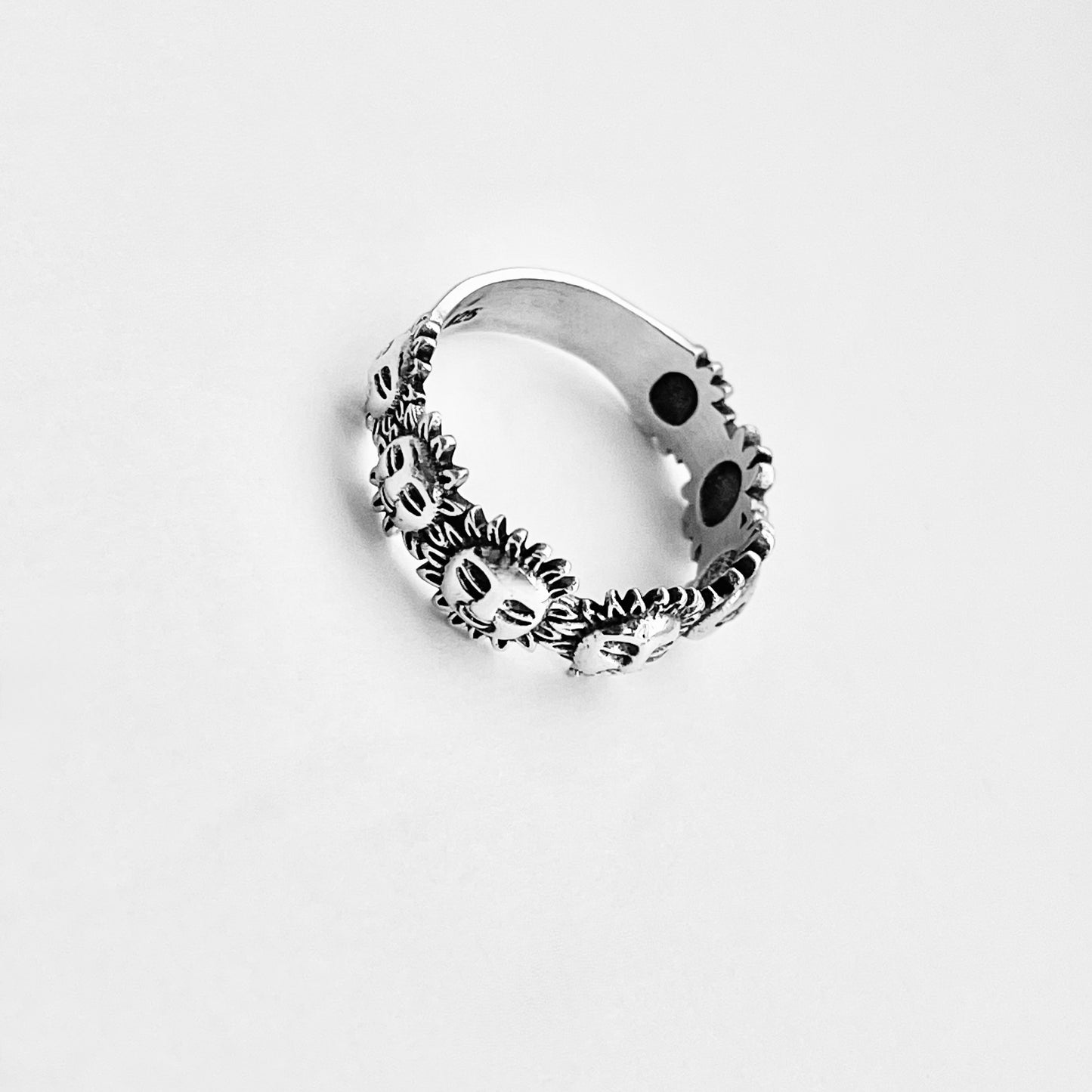 Sterling Silver Unisex Sunny Faces Ring, Silver Rings, Celestial Ring, Sun, Sunshine