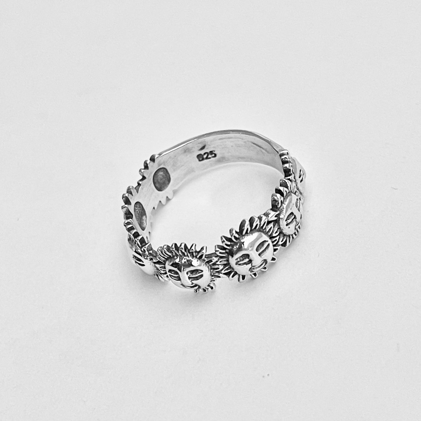 Sterling Silver Sunny Faces Ring, Silver Rings, Celestial Ring, Sun Ring