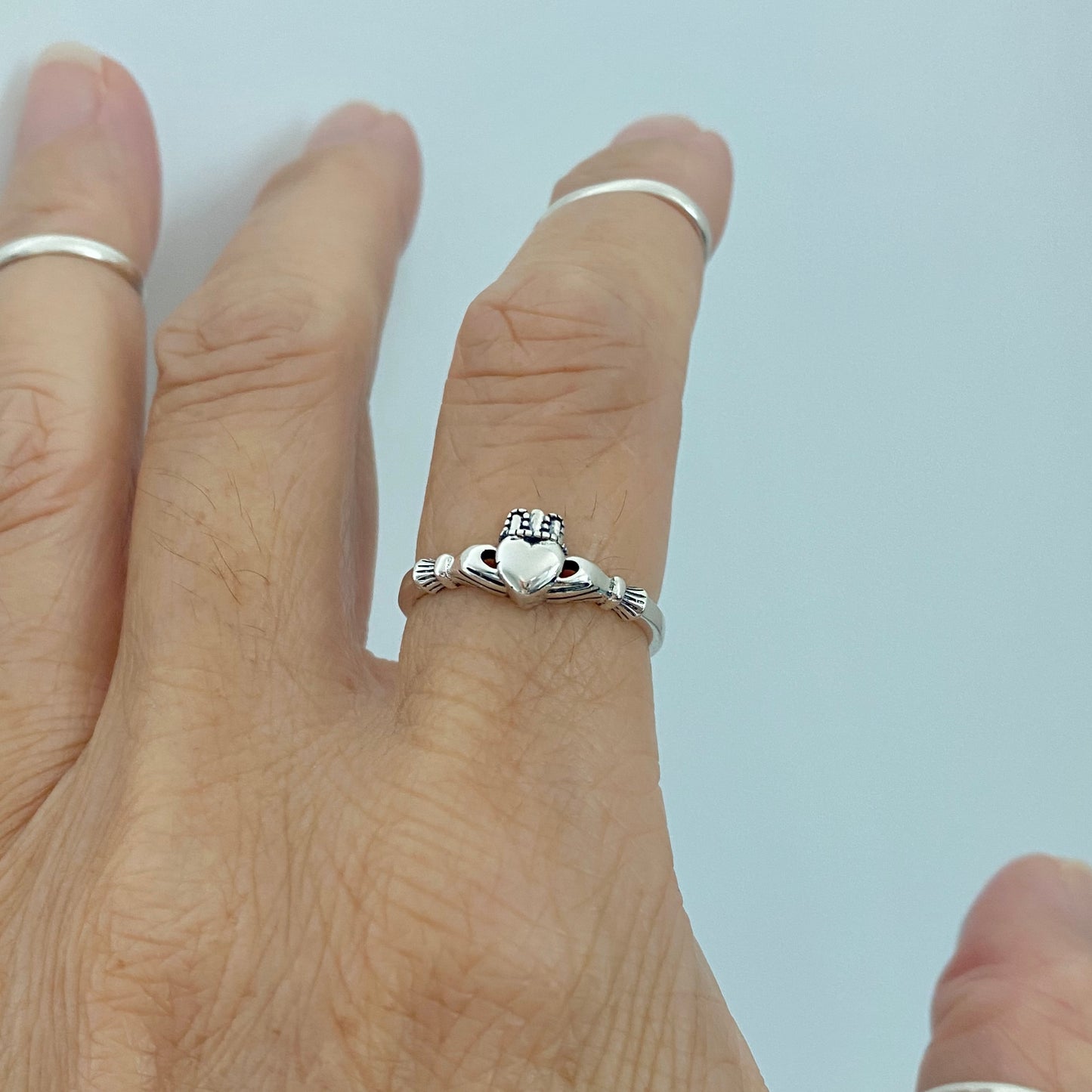 Sterling Silver Small Irish Heart Claddagh Ring, Silver Rings, Friendship, Crown Hearts