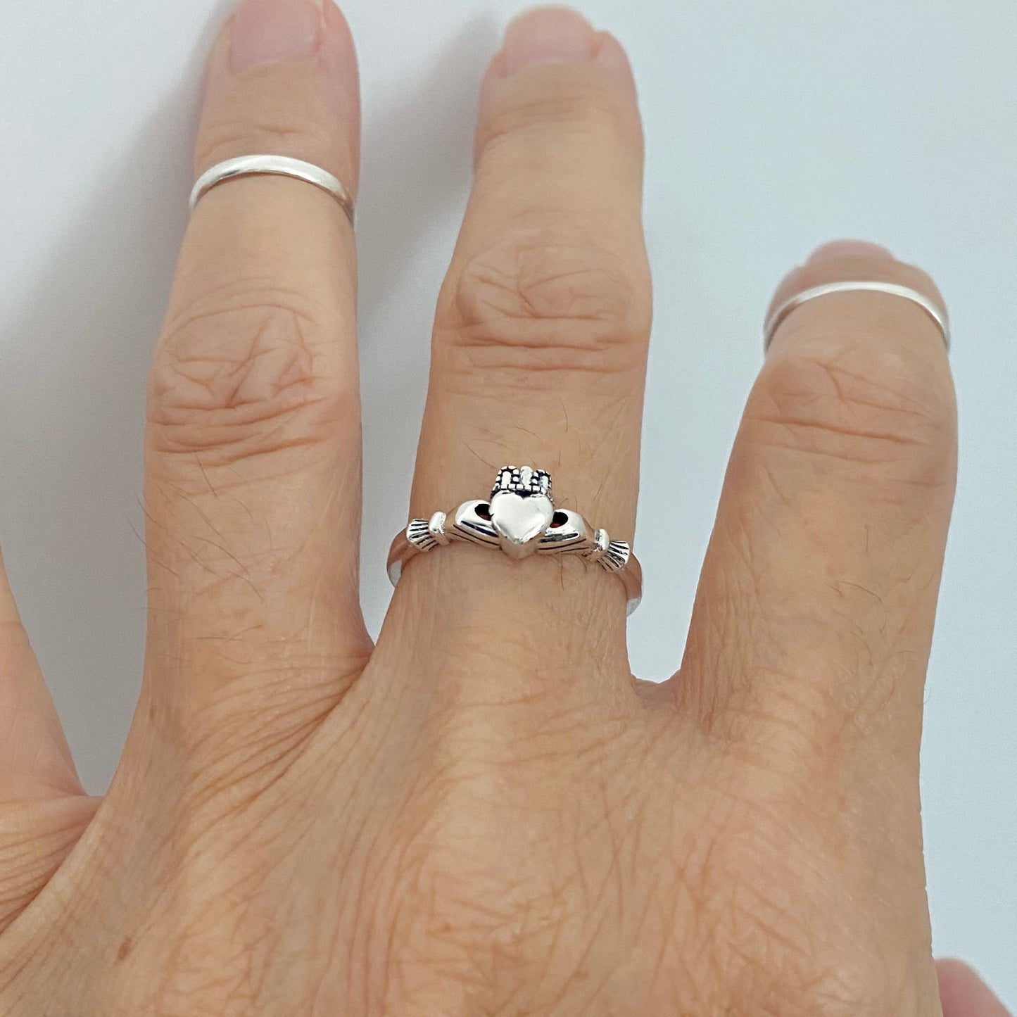 Sterling Silver Small Irish Heart Claddagh Ring, Silver Rings, Friendship, Crown Hearts