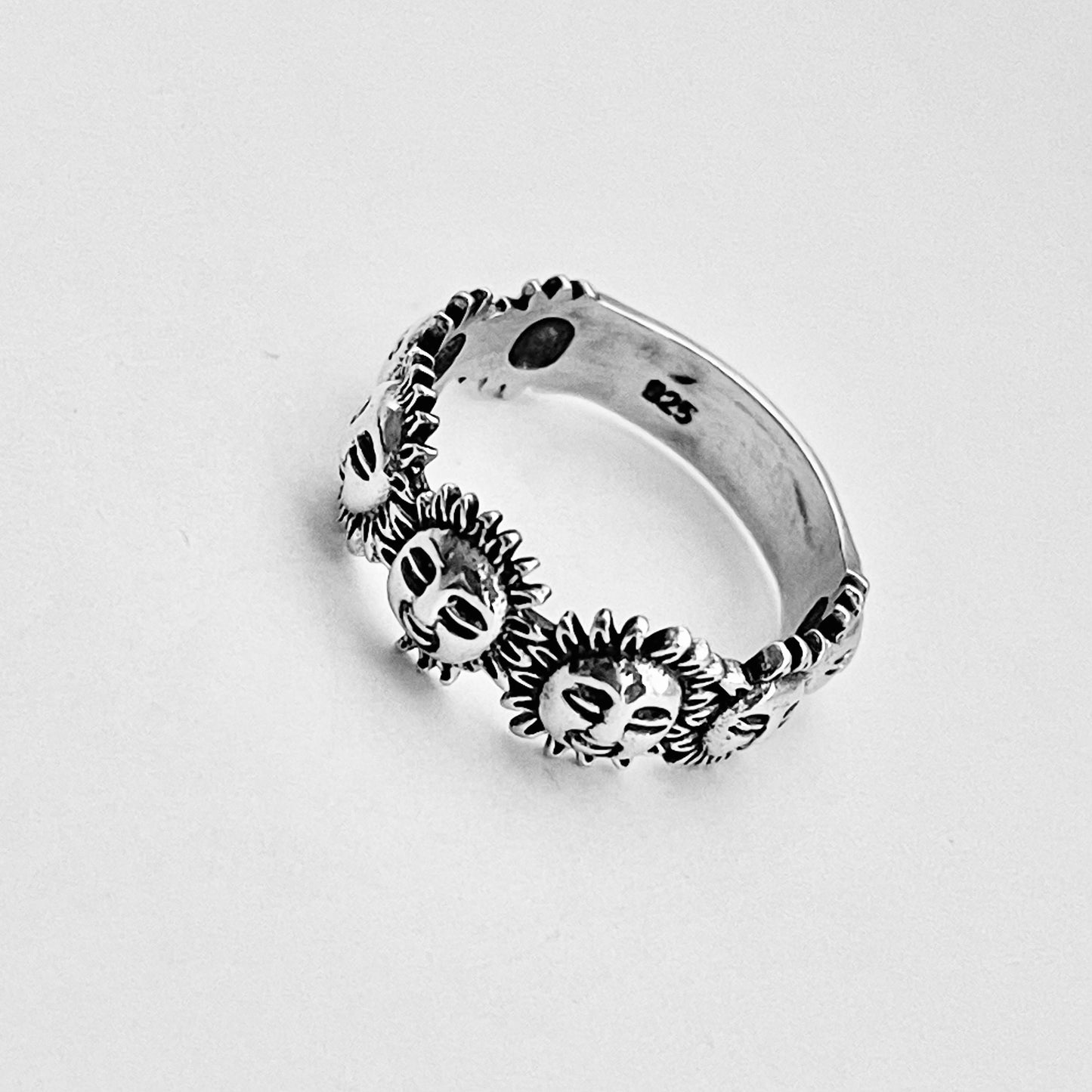 Sterling Silver Sunny Faces Ring, Silver Rings, Celestial Ring, Sun Ring