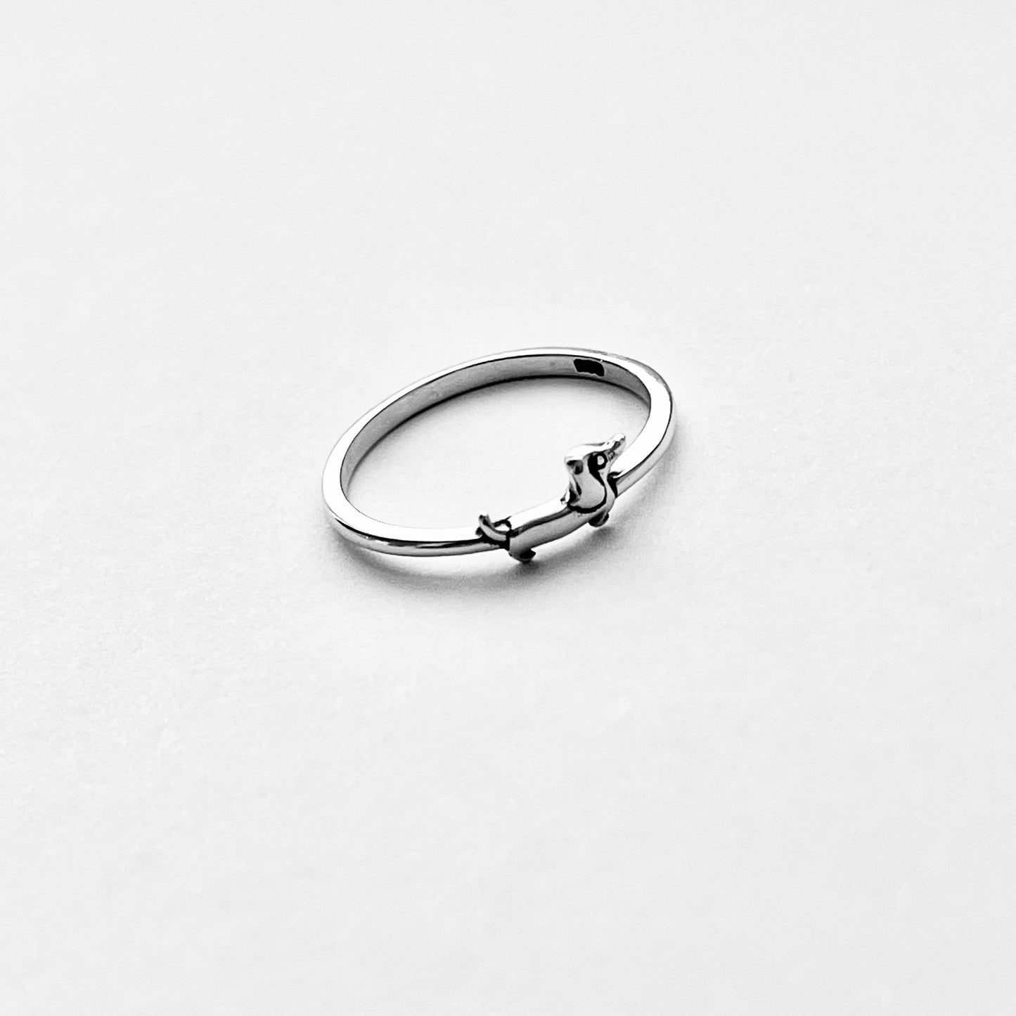 925 Sterling Silver Tiny Weiner Dog Ring | Dainty Puppy & Pet Animal Jewelry