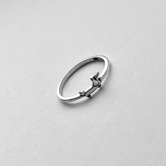 Sterling Silver Tiny Weiner Dog Ring, Puppy Rings, Animal Jewelry