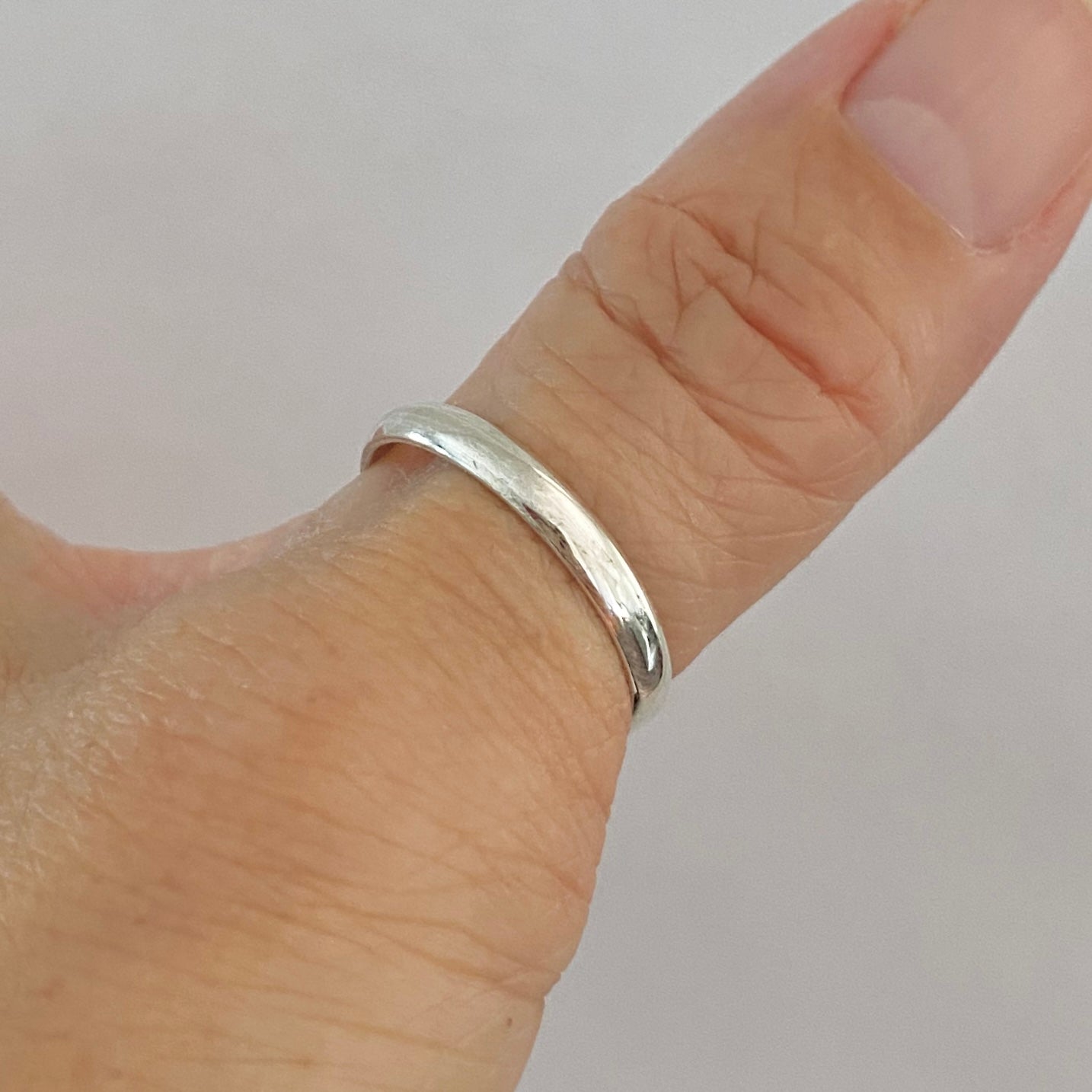 Sterling Silver Thin Plain 3mm Unisex Band Ring, Wedding Silver Ring