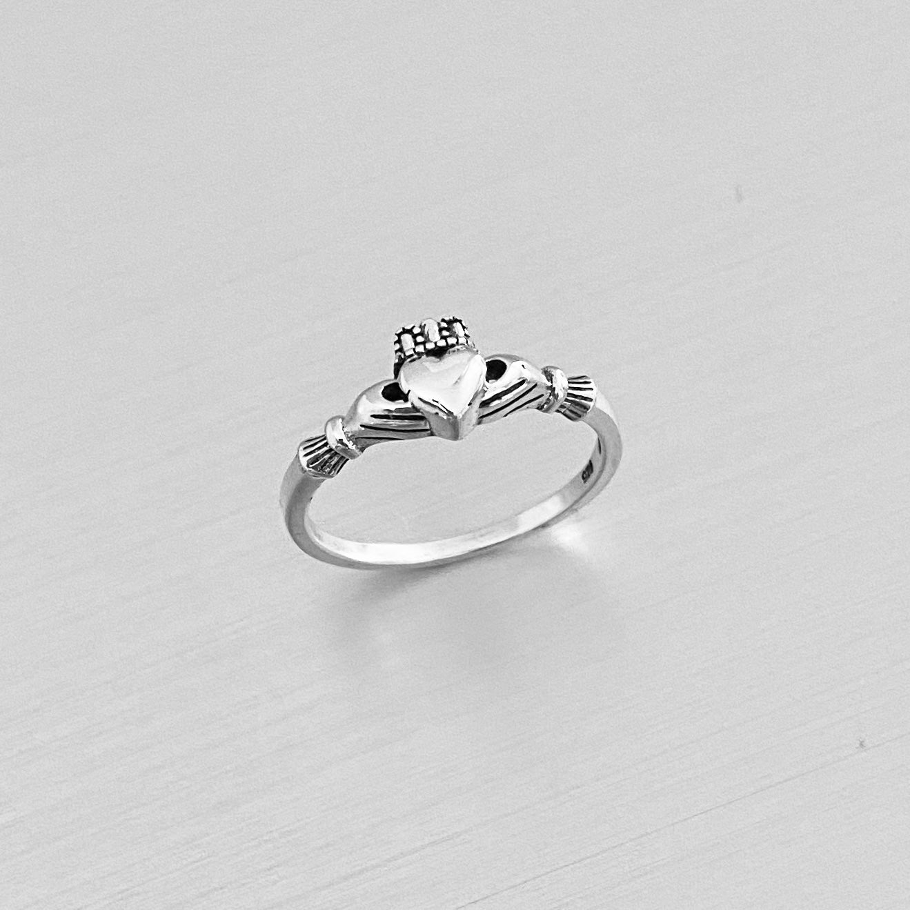 Sterling Silver Small Irish Heart Claddagh Ring, Silver Rings, Friendship, Crown Hearts