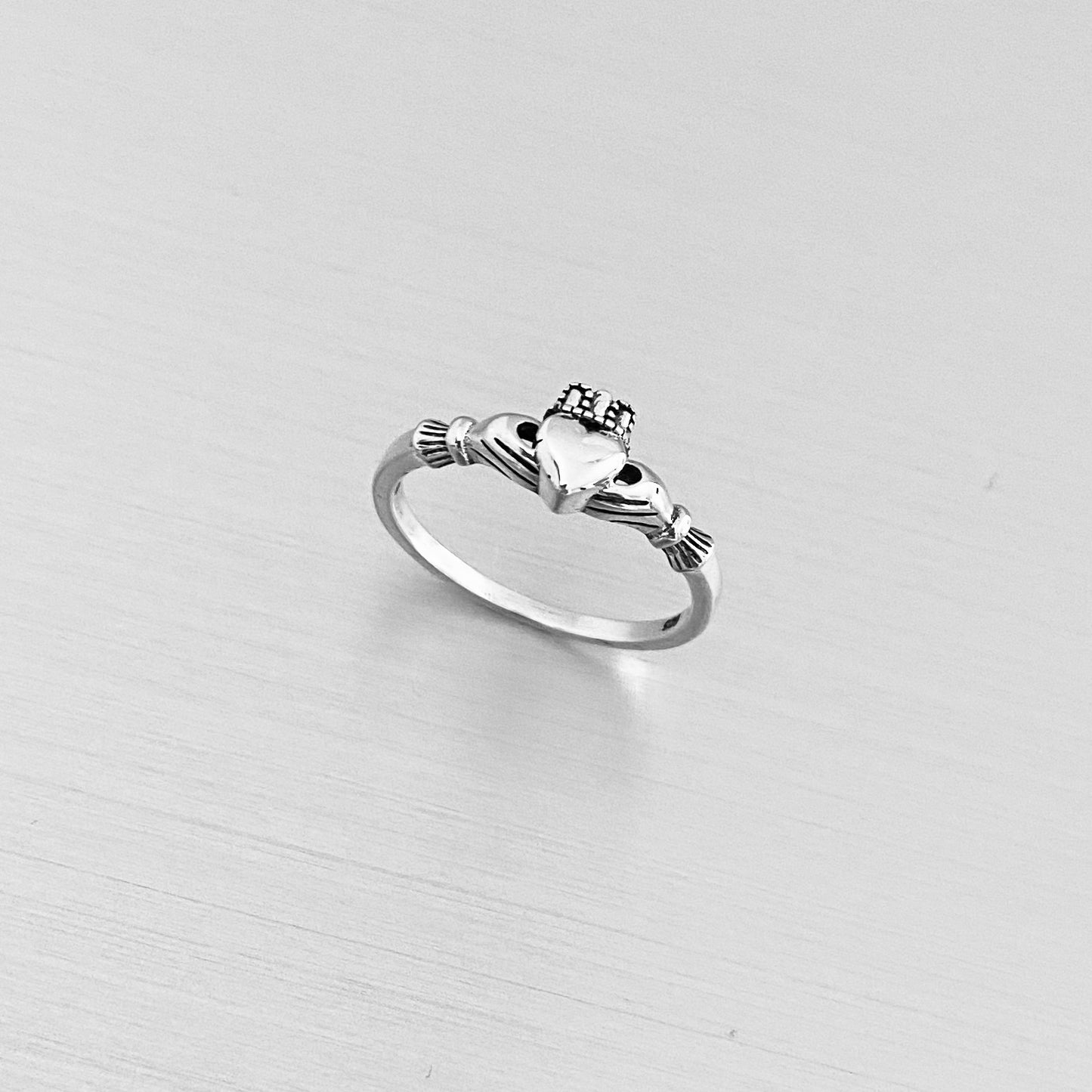 Sterling Silver Small Irish Heart Claddagh Ring, Silver Rings, Friendship, Crown Hearts