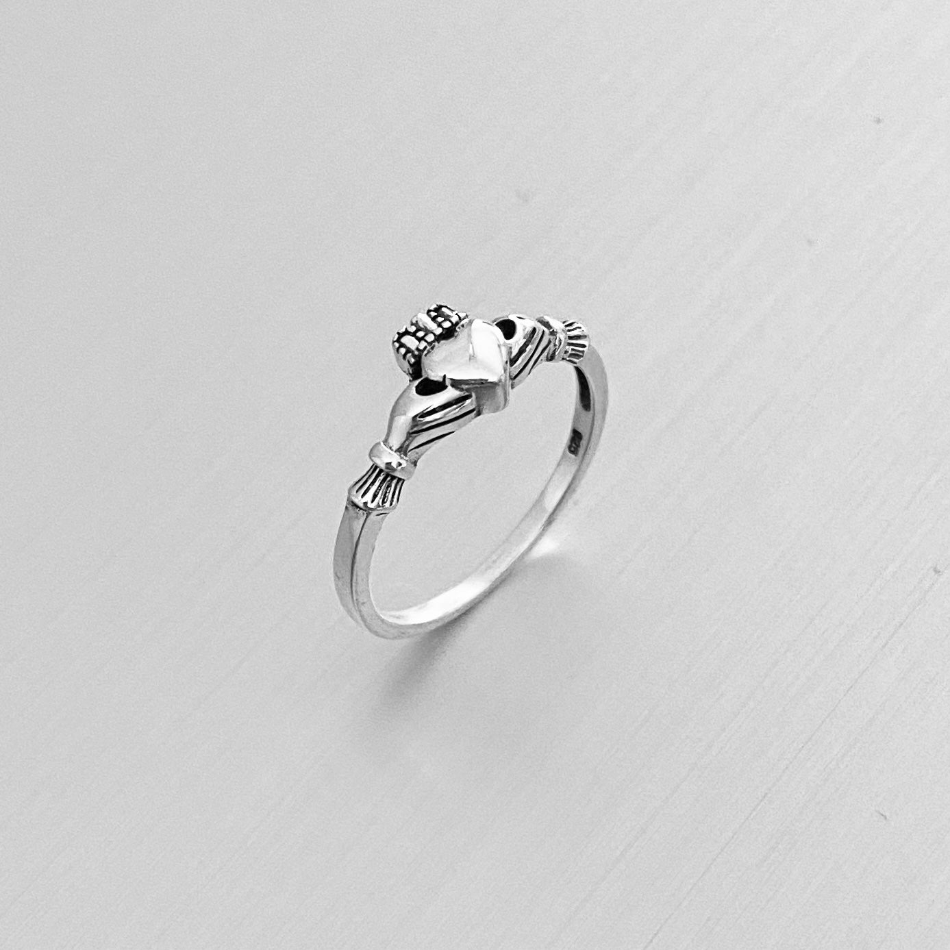 Sterling Silver Small Irish Heart Claddagh Ring, Silver Rings, Friendship, Crown Hearts