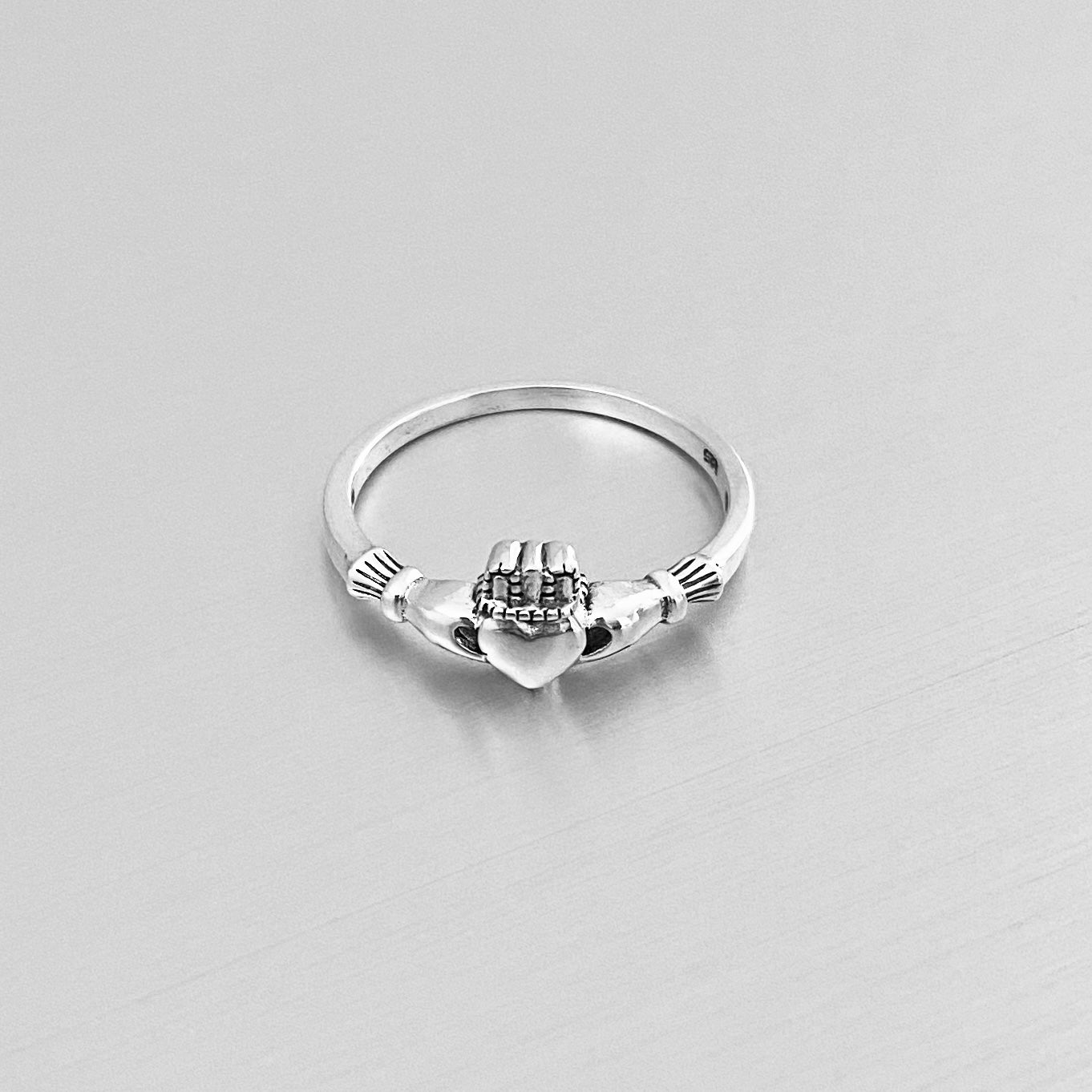 Sterling Silver Small Irish Heart Claddagh Ring, Silver Rings, Friendship, Crown Hearts