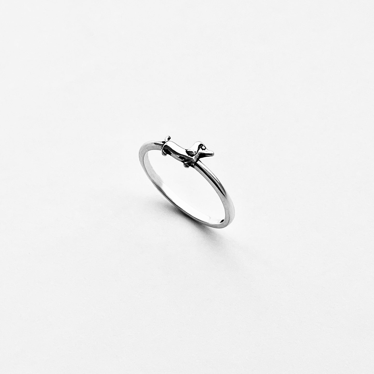 925 Sterling Silver Tiny Weiner Dog Ring | Dainty Puppy & Pet Animal Jewelry