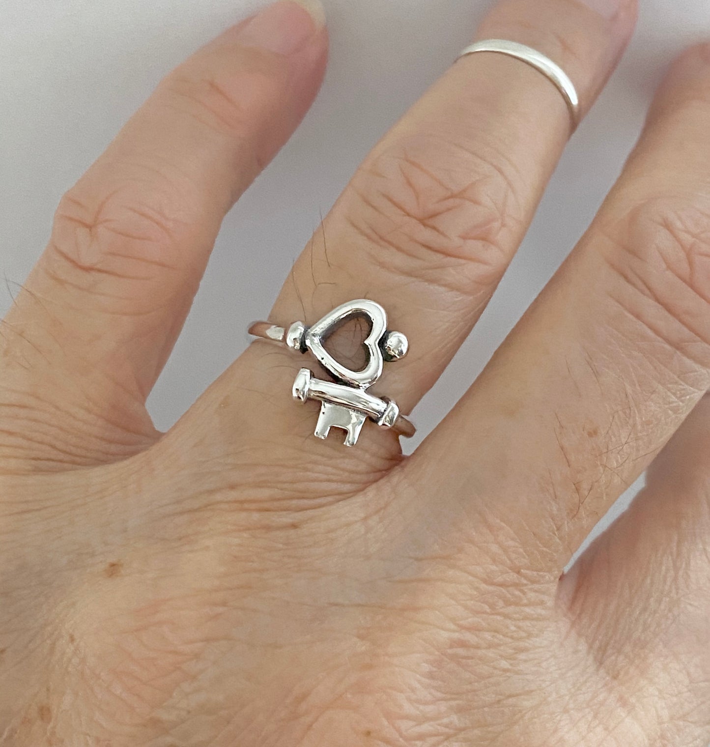 Sterling Silver Key to My Heart Ring, Silver Rings, Love Ring, Key Ring