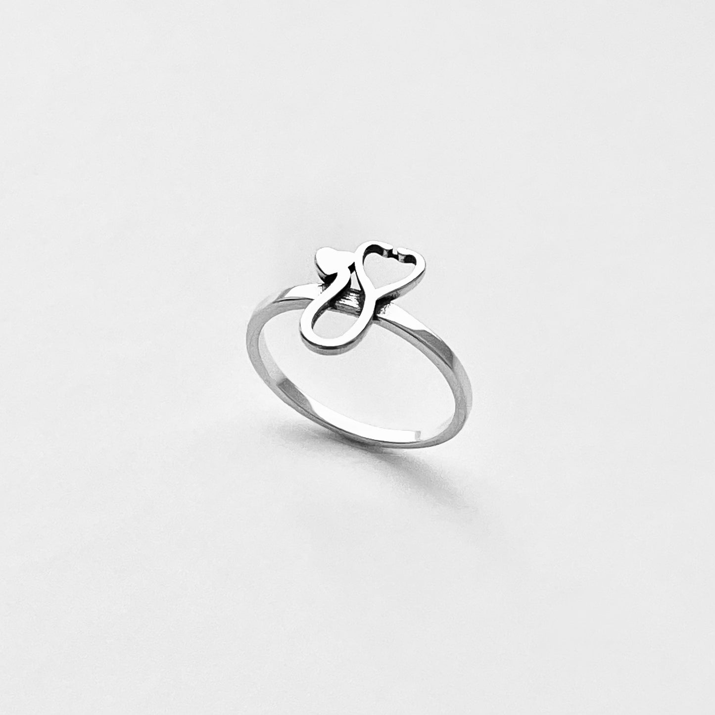 Sterling Silver Heart Stethoscope Ring, Doctor and Nurse Rings, Hearts, EMT