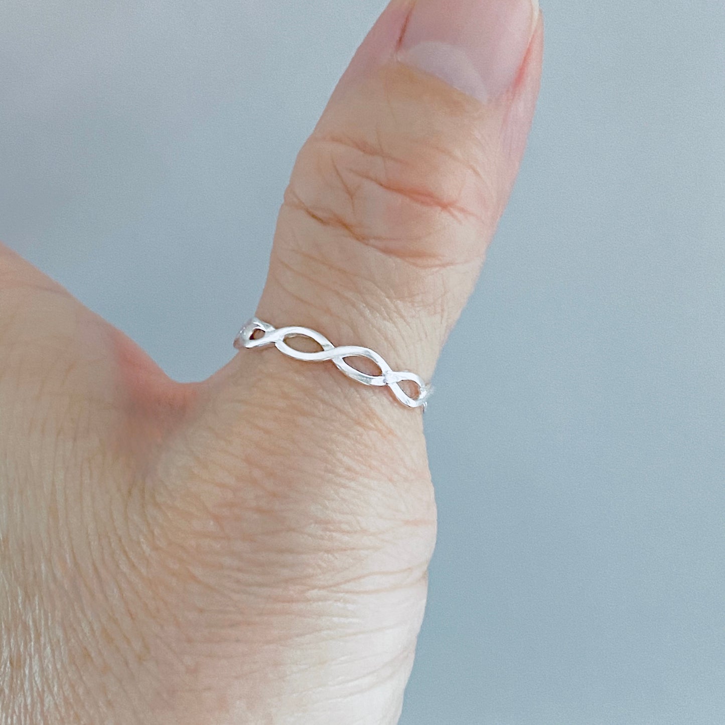 Sterling Silver Thin High Polish Eternity Braid Ring, Delicate Jewelry, Infinity Rings
