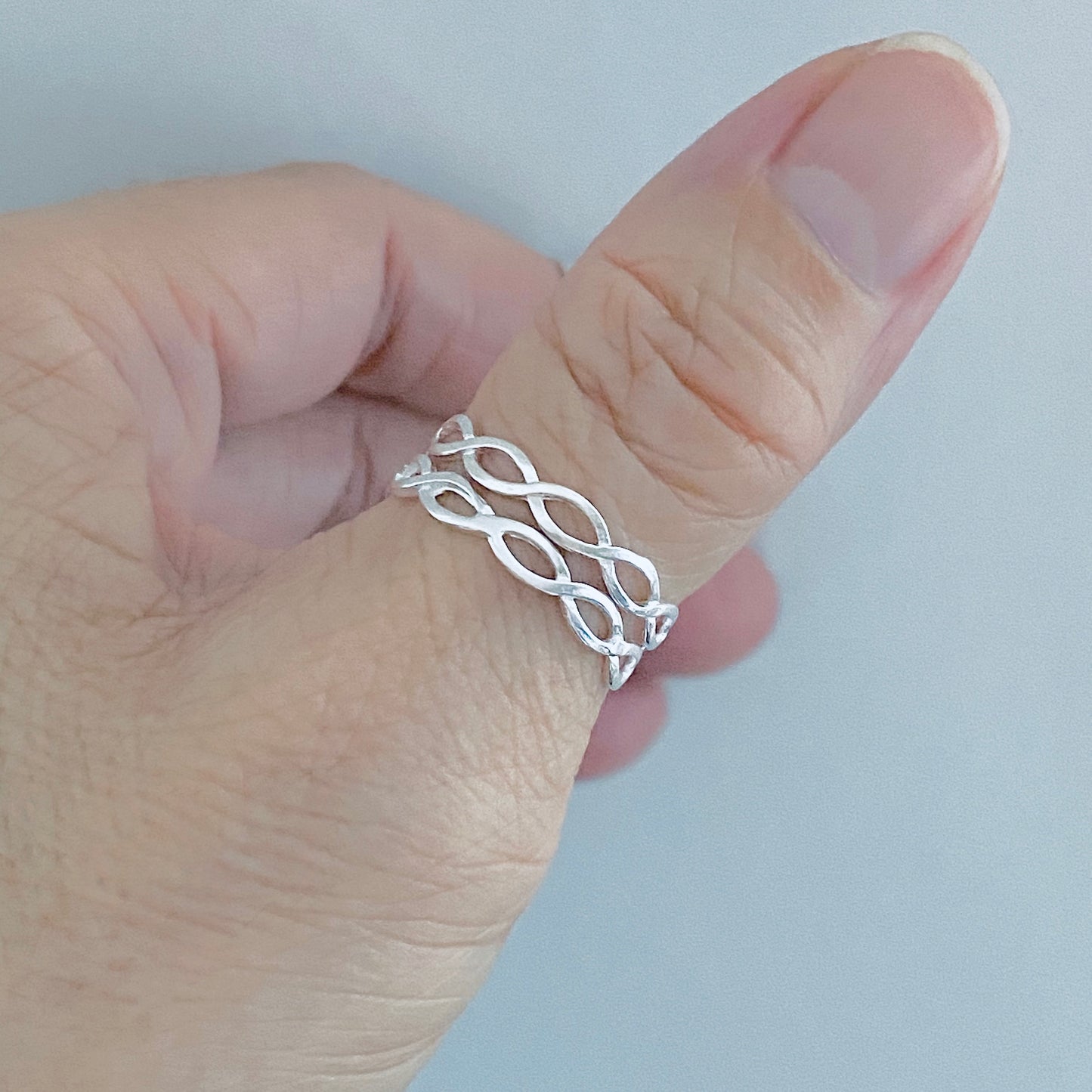 Sterling Silver Thin High Polish Eternity Braid Ring, Delicate Jewelry, Infinity Rings