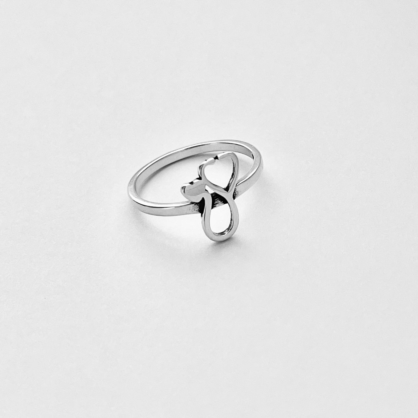 Sterling Silver Heart Stethoscope Ring, Doctor and Nurse Rings, Hearts, EMT