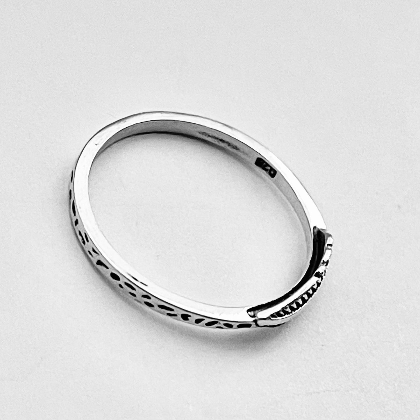 Sterling Silver Mini Feather Ring with Printed Band, Minimalist Angel Wing Rings