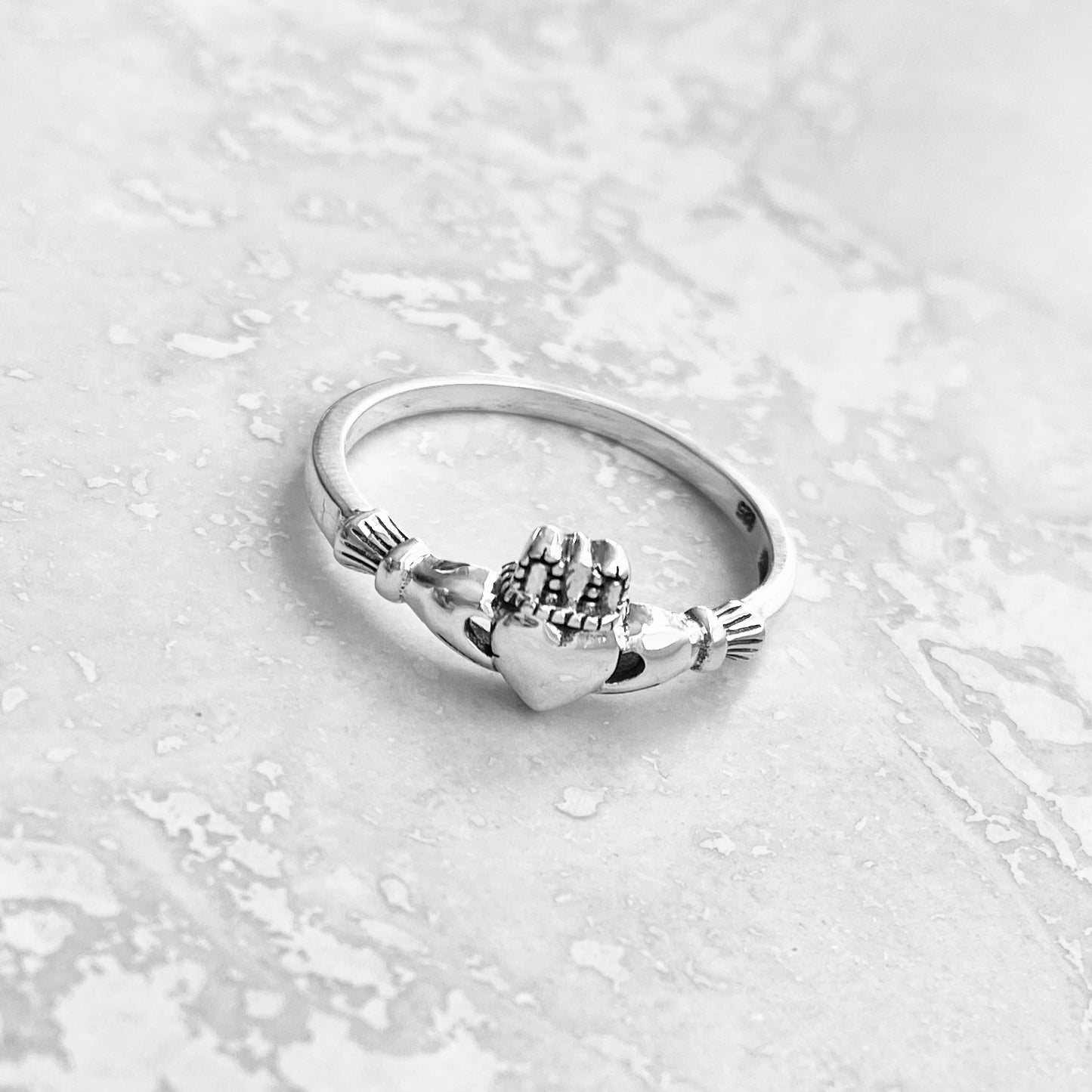 Sterling Silver Small Irish Heart Claddagh Ring, Silver Rings, Friendship, Crown Hearts