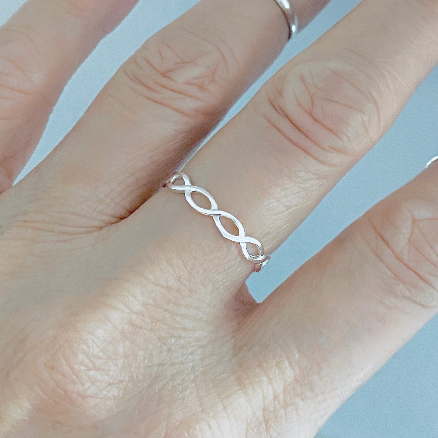 Sterling Silver Thin High Polish Eternity Braid Ring, Delicate Jewelry, Infinity Rings