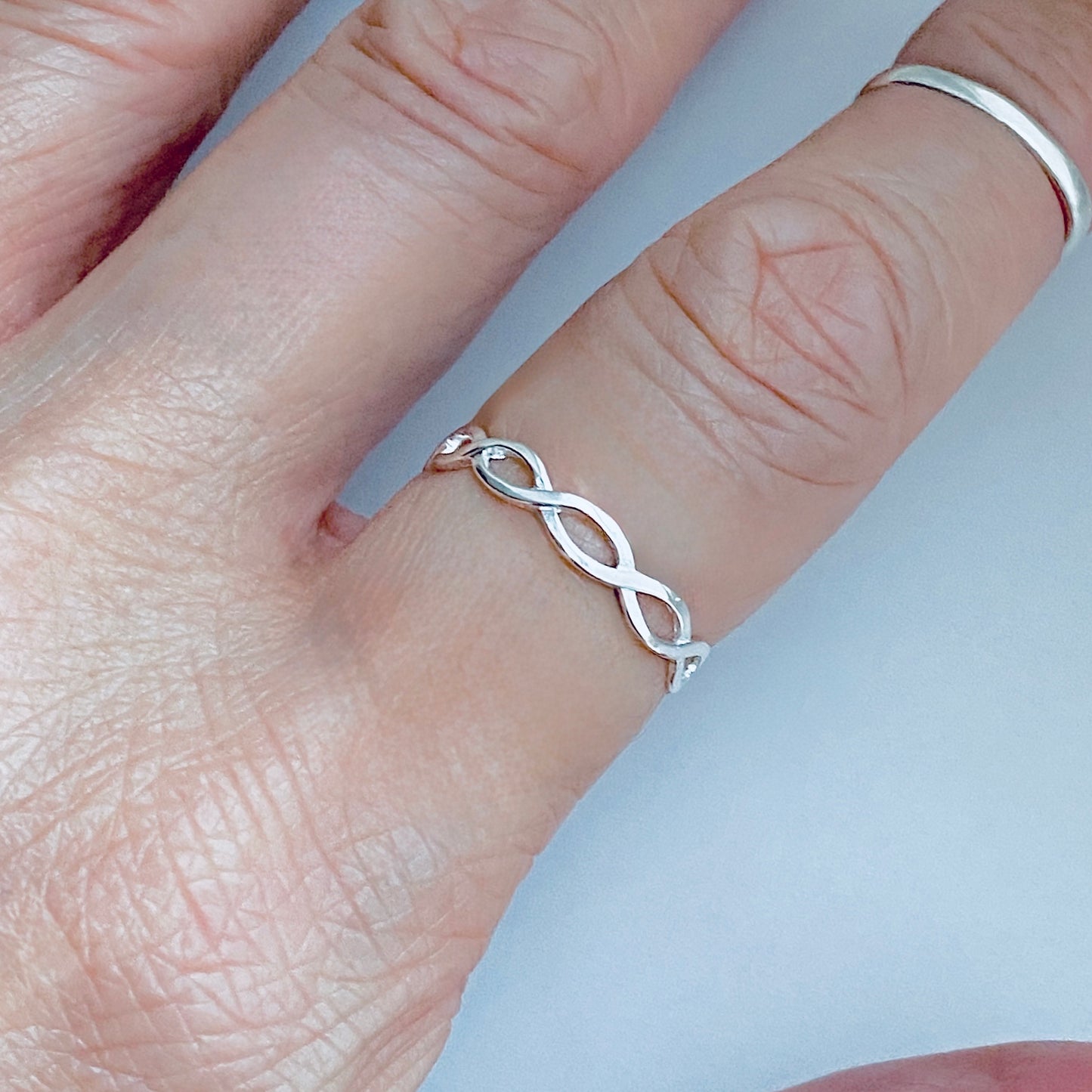 Sterling Silver Thin High Polish Eternity Braid Ring, Delicate Jewelry, Infinity Rings