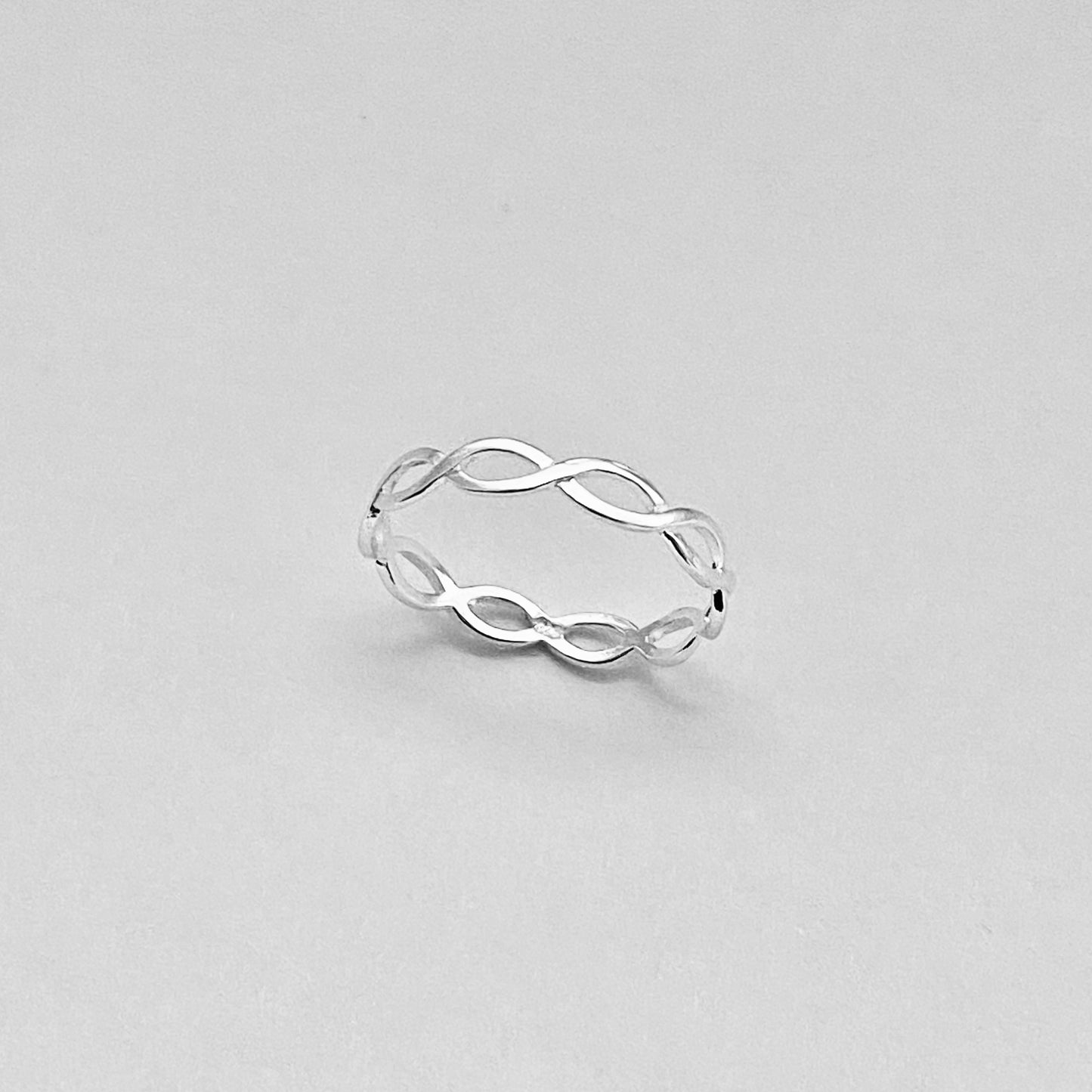 Sterling Silver Thin High Polish Eternity Braid Ring, Delicate Ring, Minimalist Infinity Rings