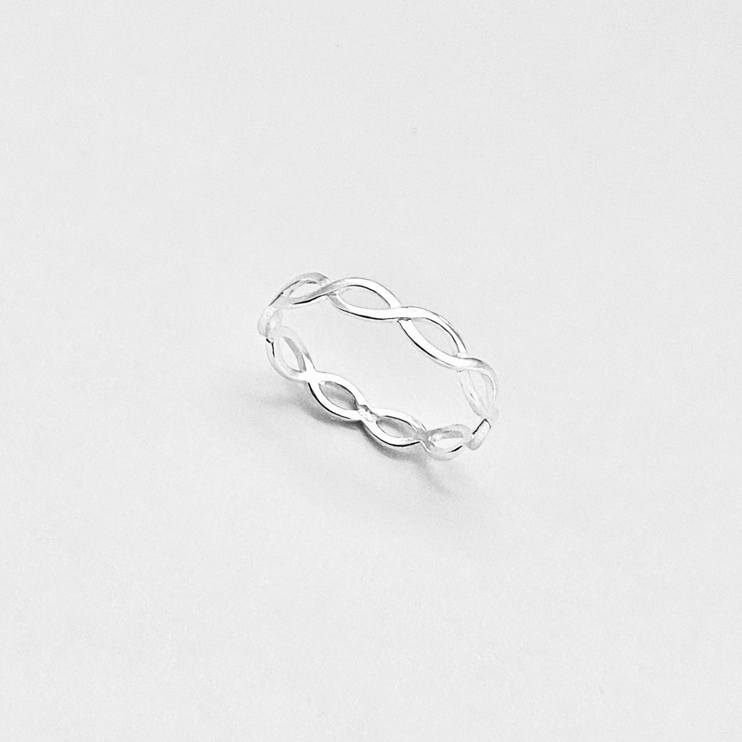 Sterling Silver Thin High Polish Eternity Braid Ring, Delicate Jewelry, Infinity Rings