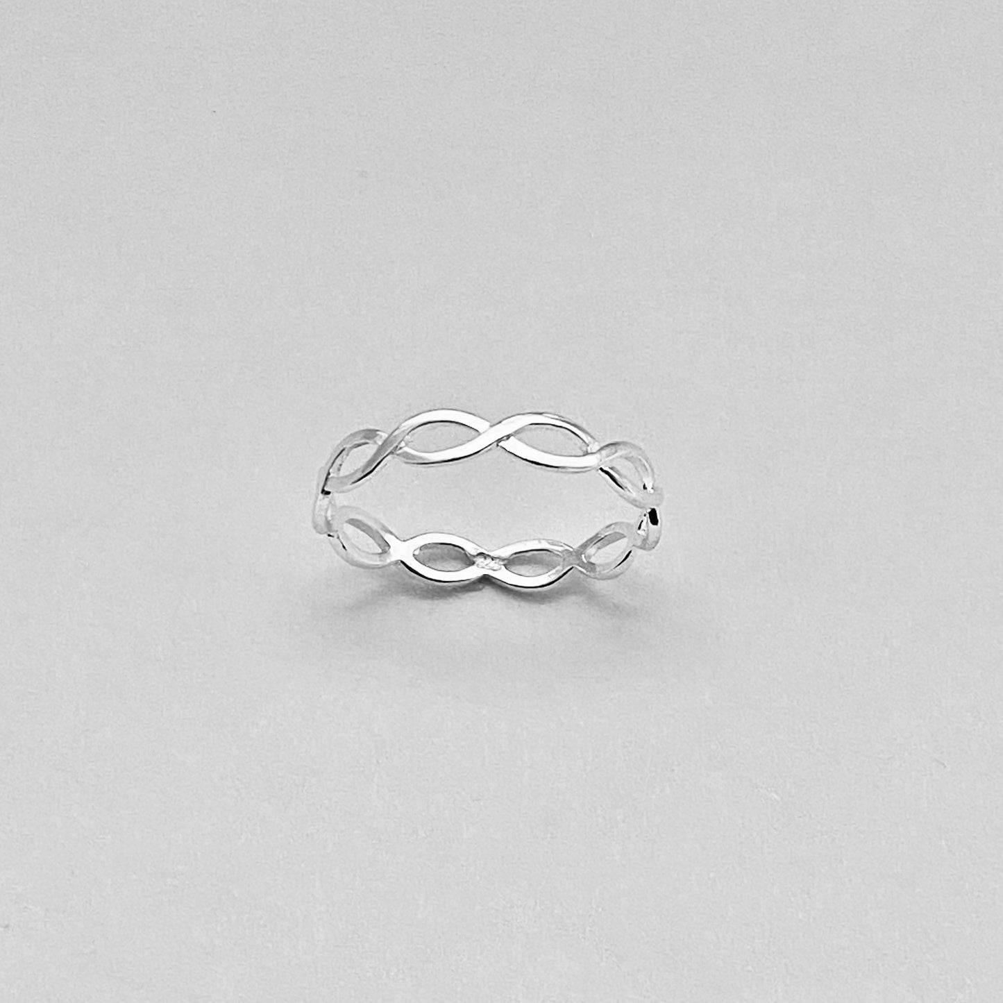 Sterling Silver Thin High Polish Eternity Braid Ring, Delicate Ring, Minimalist Infinity Rings